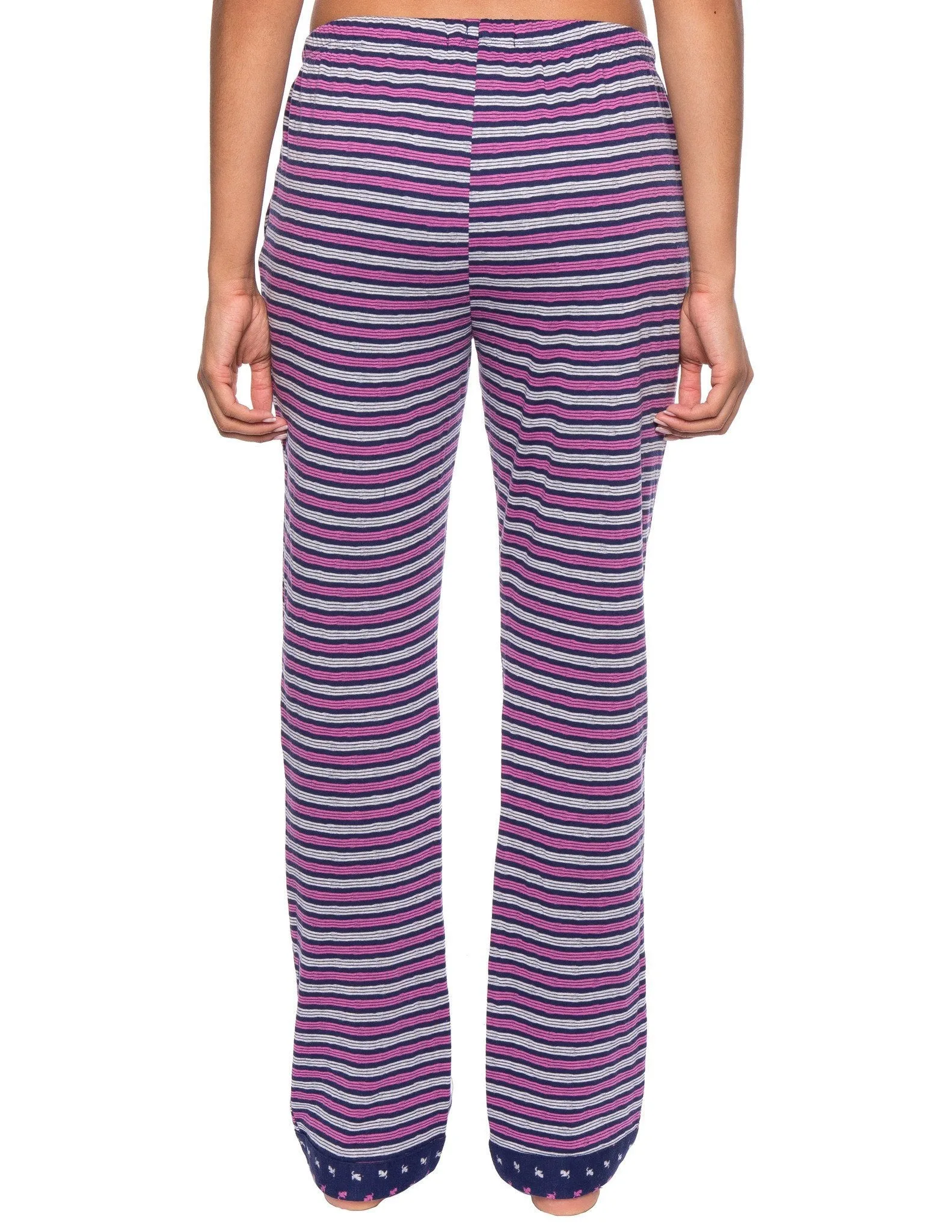 Women's Double Layer Knit Jersey Lounge Pants - Stripes Navy/Pink