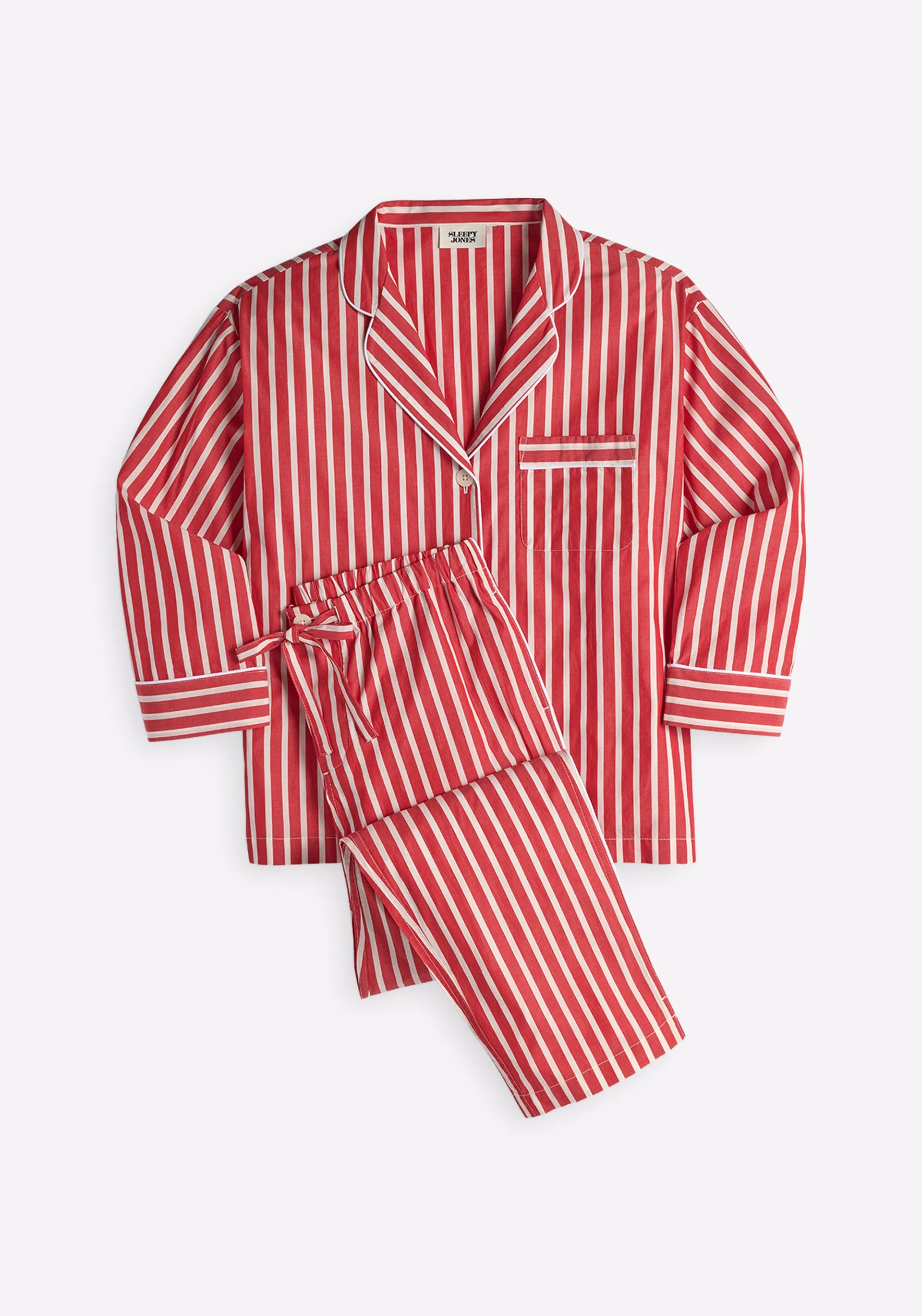 Women's Marina Pajama Set in Red Breton Stripe