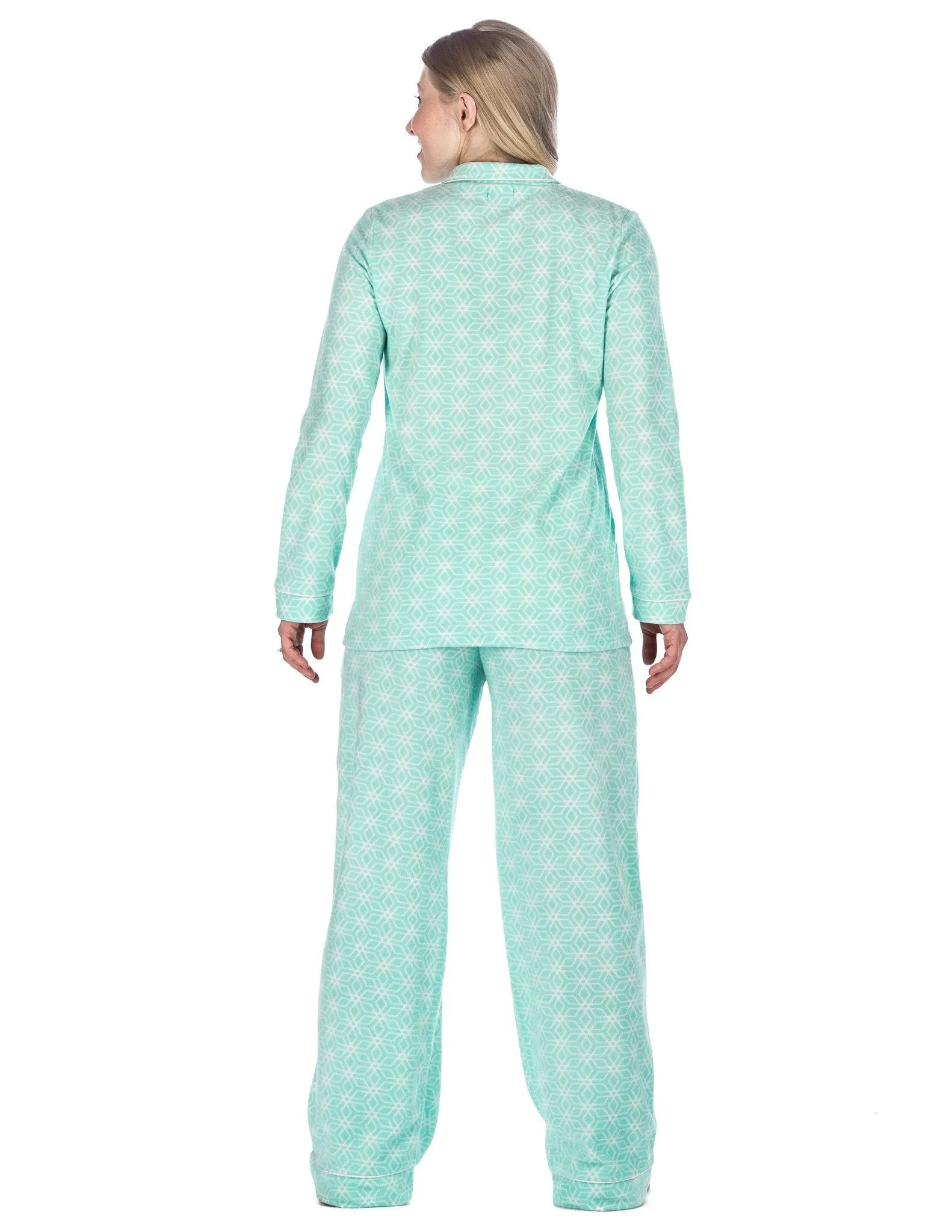 Women's Microfleece Pajama Sleepwear Set - Geoflakes - Blue