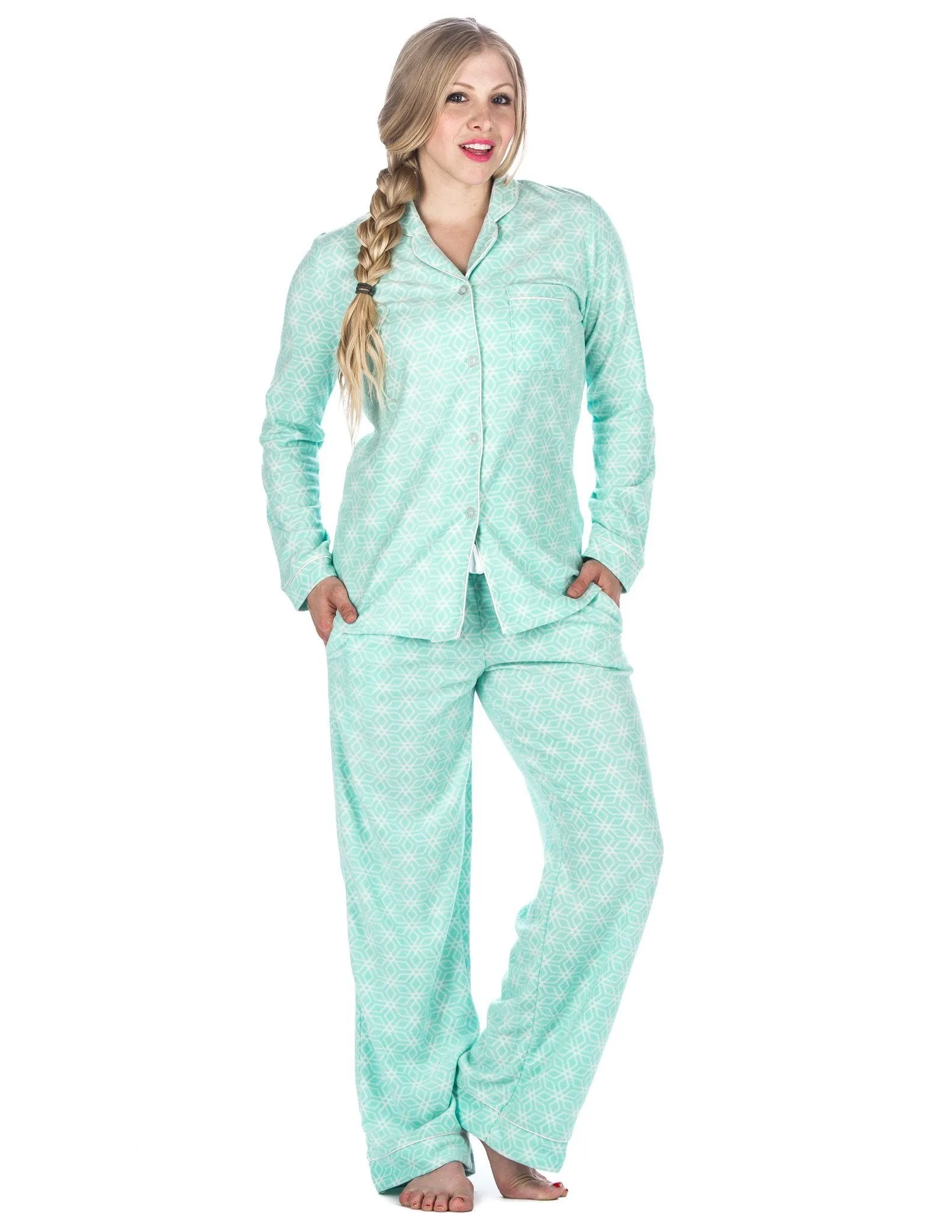 Women's Microfleece Pajama Sleepwear Set - Geoflakes - Blue