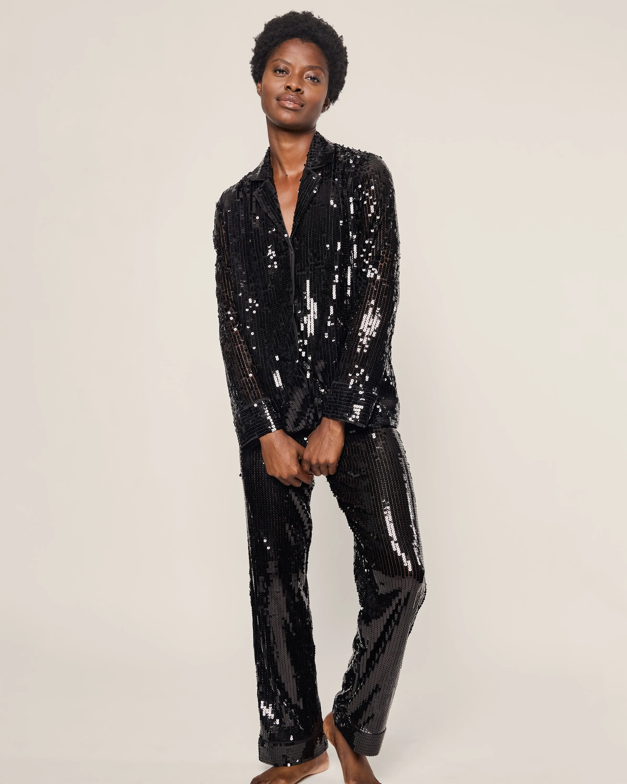 Women's Pajama Set in Black Sequins