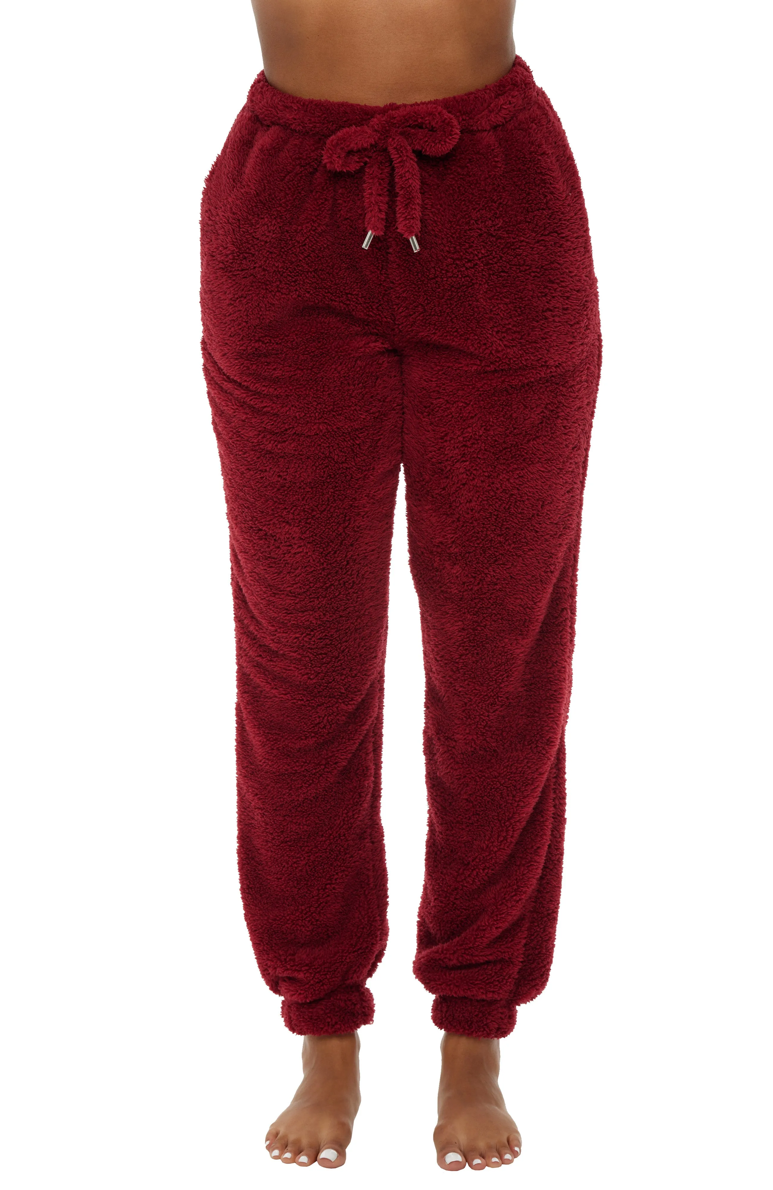 Women's Sherpa Fleece Joggers Sweatpants with Drawstring, Sleep Pants with Pockets